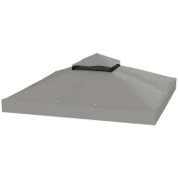Outsunny 10' x 10' Gazebo Canopy Replacement Cover, 2-Tier Garden Gazebo Roof Replacement, UPF30+, TOP COVER ONLY, Grey(m-2)