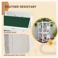 PawHut Catio Outdoor, Elevated Design, with Wheels, Resting Box, Water-Resistant, Multi Platforms, White(m-7)