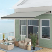 Outsunny 15' x 10' Retractable Awning, 280gsm UV Resistant Sunshade Shelter, for Deck, Balcony, Yard, Light Grey(m-8)