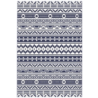 Outsunny Reversible Outdoor Rug, Waterproof Plastic Straw with Carry Bag, 6' x 9', Blue & White Geometric