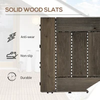 Outsunny 27 Pcs Wooden Interlocking Deck Tiles, 12" x 12" Non-slip Flooring Tiles for Indoor Outdoor Patio Balcony, Grey(m-4)