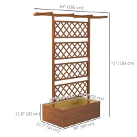 Outsunny Wooden Planter with Trellis Privacy Screen, Raised Garden Bed to Grow Vegetables, Herbs and Flowers, Orange(m-3)