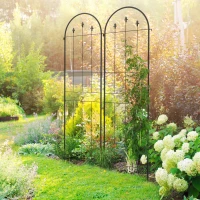 Outsunny Metal Trellis Set of 2, Garden Trellis for Climbing Plants Support Frames, Arrow Design(m-1)
