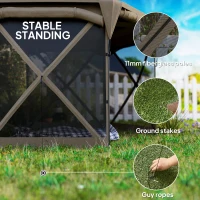 Outsunny 11 x 11ft Pop Up Gazebo Screen Tent with Removable Roof Cover, Roll-up Wind Panels for Camping, Backyard, Brown(m-7)