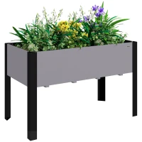 Outsunny Raised Garden Bed, Elevated Planter Box, 47"x24"x29" with Legs, Metal Frame, Wooden Planter Pot for Backyard, Patio to Grow Vegetables, Herbs, and Flowers, Grey(m-11)