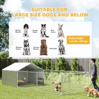 PawHut Galvanized Steel Dog Kennel Outdoor with Waterproof & UV-Resistant Cover for Large Dogs, 19.7' x 7.5' x 4.9'(m-7)