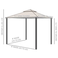 Outsunny 10' x 10' Outdoor Patio Gazebo Canopy Tent with Mesh Sidewalls, 2-Tier Canopy for Backyard, Beige(m-3)