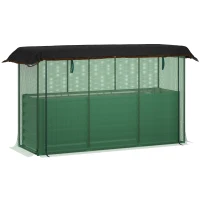 Outsunny Galvanized Steel Planter Box with Crop Cage and Shade Cloth, Raised Garden Bed for Flowers, Veggies and Herbs, Green(m-1)