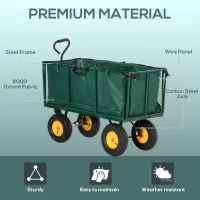Outsunny 342L Utility Wagon Cart with Removable Mesh Sides to Convert into Flatbed for Beach Lawn Yard(m-7)