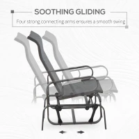 Outsunny Patio Glider with Breathable Mesh Fabric, Outdoor Glider Chair, Garden Rocking Gliding Seat for Patio, Yard, Porch, Brown/Grey(m-4)