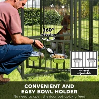 PawHut Welded Wire Outdoor Dog Kennel with 360° Rotating & 4 Levels Adjustable Bowls, Waterproof Cover, 3.9' x 3.9' x 6'(m-6)
