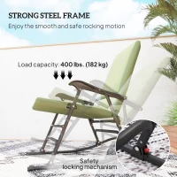 Outsunny Folding Rocking Chair Set, Oversized Outdoor Rocking Chair with 400 lbs Capacity, Wide Seat, Padded High Back, Green(m-4)