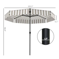 Outsunny 8.6FT Patio Umbrella, UPF 30+ Outdoor Market Umbrella, 2-Tier Vented Patio Table Umbrella with Crank 8 Ribs, Tiltable Porch Umbrella for Garden Deck Poolside, Light Gray(m-3)
