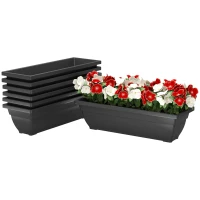 Outsunny Long Rectangular Flower Plant Pots, 7 Pack 23 Inches Window Boxes Planters for Windowsill, Garden, Black(m-11)