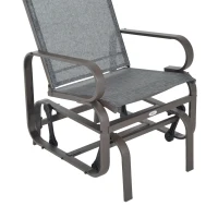 Outsunny Patio Glider with Breathable Mesh Fabric, Outdoor Glider Chair, Garden Rocking Gliding Seat for Patio, Yard, Porch, Brown/Grey(m-9)