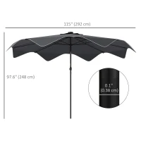 Outsunny Solar Patio Umbrella with LED and Tilt, Outdoor Market Table Umbrella Parasol with Crank, 10 x 10 ft, Dark Grey(m-3)