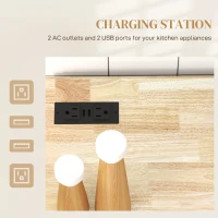 HOMCOM Kitchen Island with Power Outlet and Drop Leaf, Rolling Kitchen Cart with 2 Drawers and Adjustable Shelves, Black(m-4)