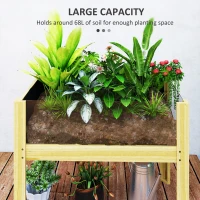 Outsunny Wooden Raised Garden Bed with Acrylic Panels, Raised Planter Box with Drainage Holes, 29.5" x 18.1" x 23.8"(m-4)