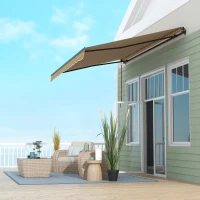 Outsunny 13' x 10' Retractable Awning, 280gsm UV Resistant Sunshade Shelter, for Deck, Balcony, Yard, Amber and Dark Grey(m-10)