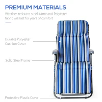 Outsunny Set of 2 Garden Sun Lounger, Outdoor Reclining Seat Cushioned Seat, Foldable Adjustable Recliner, Grey and Blue(m-7)