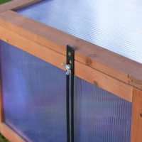 Outsunny 39" x 26" x 16" Wooden Cold Frame with Openable and Tilted Top Cover, Small Polycarbonate Planter Box for Flowers, Vegetables, Plants, Brown(m-10)
