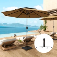 Outsunny Square Patio Umbrella Base, 29 lbs Metal Umbrella Stand Base with Adjustable Foot Pads, Heavy Duty Patio Umbrella Holder for 1.5"/1.9" Umbrella Poles for Outdoor, Lawn, Poolside, Bronze(m-10)