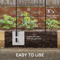 Outsunny Metal Garden Trellis Pack of 2 for Climbing Plants, Arched Grid Trellis Panels, 20" x 60", Black(m-5)