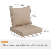 Outsunny 4-Piece Seat Cushion Pillows Replacement, Patio Chair Cushions Set with Back for Indoor Outdoor, Beige(m-3)