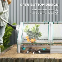Outsunny 6' x 3' Metal Planter Box with Cover, Raised Garden Bed with Mini Greenhouse for Herbs, Vegetables, Clear and Silver(m-7)