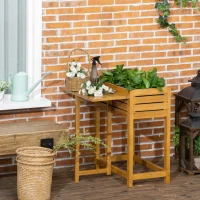 Outsunny Raised Garden Bed with Folding Side Table, Elevated Wood Planter Box for Flowers and Vegetables, Use for Patio, Balcony(m-1)