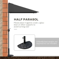 Outsunny 8ft Half Round Umbrella Outdoor Balcony Parasol Patio Garden Outdoor Window Sun Shade w/ 5 Ribs(m-4)