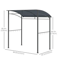 Outsunny 7' x 5' BBQ Grill Gazebo Tent, Garden Grill Canopy with Steel Frame and Hooks, Outdoor Sun Shade, Grey(m-3)