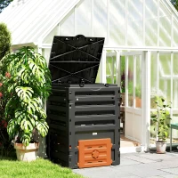 Outsunny Compost Bin, Garden Composter with 80 Vents and 2 Sliding Doors, 120 Gallon (450L), Orange(m-1)