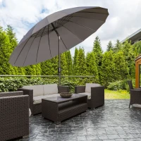 Outsunny 8ft Shanghai Garden Parasol Umbrella with Crank & Tilt, Adjustable Outdoor Sun Shade, Dark Grey(m-8)