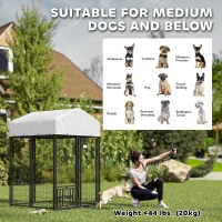 PawHut Welded Wire Outdoor Dog Kennel with 360° Rotating & 4 Levels Adjustable Bowls, Waterproof Cover, 3.9' x 3.9' x 6'(m-9)