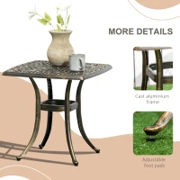 Outsunny Aluminium Outdoor Side Table with Umbrella Hole, 21" Square Patio Coffee Table End Table, Bronze(m-6)