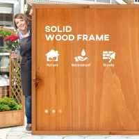 Outsunny Raised Garden Bed with Arch Trellis, Freestanding Outdoor Planter Box for Vine Climbing Plant Flower Herb, Brown(m-6)