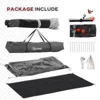 Outsunny Outdoor Portable Pop Up Shower Tent Changing Tent Privacy Enclosure with 2 Rooms, Shower Bag, Floor for Camping, Dark Grey(m-8)