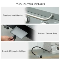 Outsunny 2 Burner Propane Gas Grill, Portable Tabletop BBQ with Foldable Legs, Lid, for Camping, Picnic, Silver(m-6)