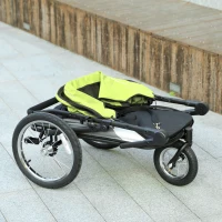 PawHut 3 Wheels Dog Stroller w/ One-Hand Fold, Rubber Wheels, Storage Bag, Soft Cushion for Small & Medium Dogs Yellowish Green(m-8)