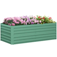 Outsunny Galvanized Raised Garden Bed, Steel Outdoor Planters with Reinforced Rods, 71" x 35" x 23", Light Green(m-11)
