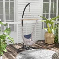Outsunny Hanging Hammock Chair Stand with Round Base, Heavy Duty Hammock Stand Only with 330 lbs. Capacity, Black(m-8)
