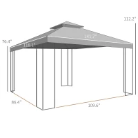 Outsunny 10' x 12' Patio Gazebo with Corner Frame Shelves, Double Roof Outdoor Gazebo Canopy Shelter with Netting, Brown(m-3)