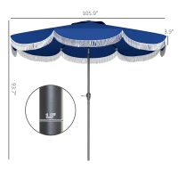 Outsunny 9FT Patio Umbrella, UPF 30+ Outdoor Market Umbrella with Crank, 8 Ribs, Push Button Tilt, Vented Patio Table Umbrella for Deck Backyard Lawn, Navy Blue(m-3)