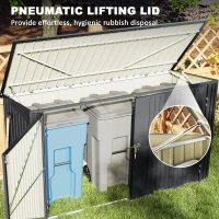 Outsunny 7.6 x 3.4ft Outdoor Storage Shed, Triple Garbage Bin Shed Organizer with Lockable Double Doors and Openable Lid(m-5)