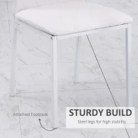 HOMCOM Modern Dining Chairs Set of 4, Upholstered Faux Leather Kitchen Chairs with Rhombic Tufting and Metal Legs for Living Room, White(m-6)