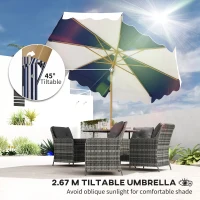 Outsunny 9FT Patio Umbrella with 8 Ribs, Crank & Tilt, UPF 50+ for Garden, Deck, Poolside, Mixed Colour(m-4)