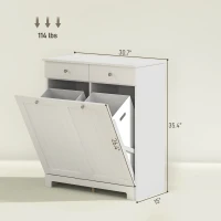 HOMCOM Laundry Hamper Cabinet, Laundry Cabinet with 2 Tilt Out Laundry Baskets and 2 Drawers, White(m-3)