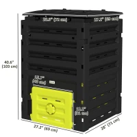 Outsunny Compost Bin, Garden Composter with 80 Vents and 2 Sliding Doors, 120 Gallon (450L), Yellow(m-3)