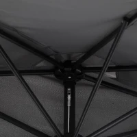 Outsunny 9.8ft Half Umbrella Semi Round Patio Parasol with Crank Handle, Top Vent for Garden, Balcony- NO BASE INCLUDED, Grey(m-9)